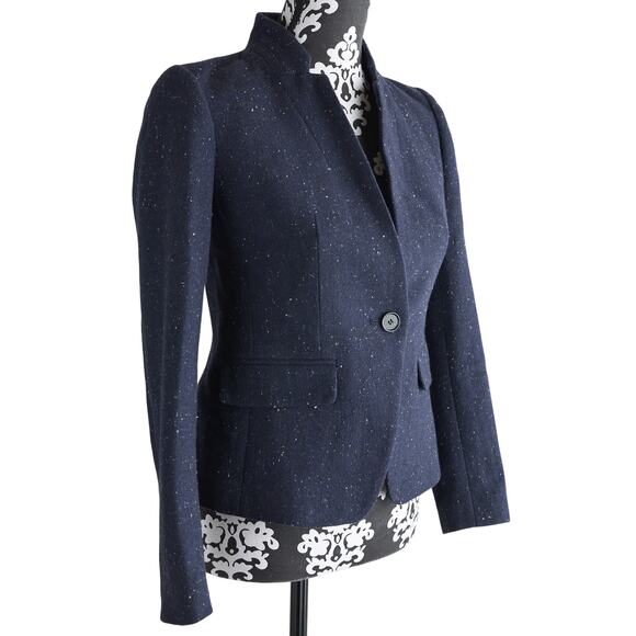 Women's Navy Ann Taylor Loft Wool Blend Blazer - Size 00P - Picture 6 of 13